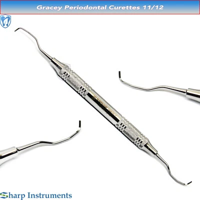 Gracey Curette #11/12 GRACEY Cromo Recubierto Dental PERIODONTAL Acero Escalador Foto 1 de 2