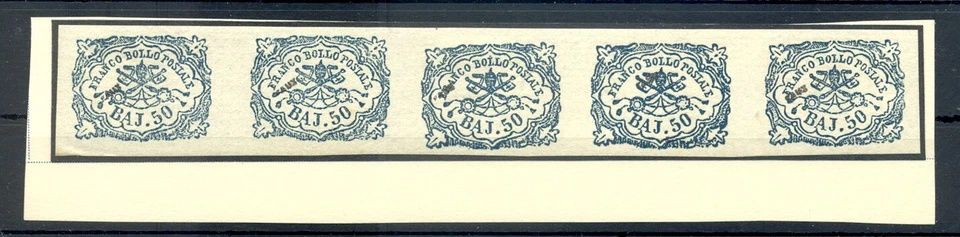 VATICAN-ITALY -FOURNIER FORGERY 5 x BAJ 50 - AFFIXED TO PAGE-MARKED FAUX--@1 - Image 1 of 1