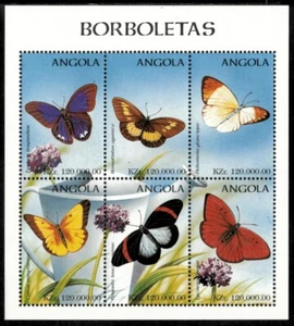Angola 1998 - Butterflies - Sheet of 6 Stamps - Scott #1019 - MNH - Picture 1 of 1