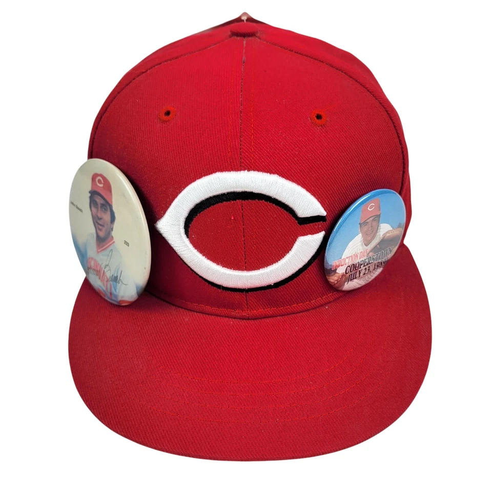 Cincinnati Reds Fan Favorite Adjustable Flat Bill Hat Cap Johnny Bench Buttons - Image 1 of 4