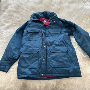 Vintage Woolrich rain field jacket puffer pink lined Mens size L USA made button - Picture 1 of 8