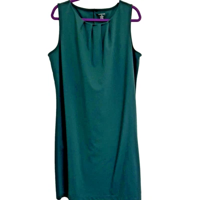 Vestido Lands’ End 1X (16W-18W) verde sin mangas, escote redondo plisado, nuevo sin etiquetas Foto 1 de 4