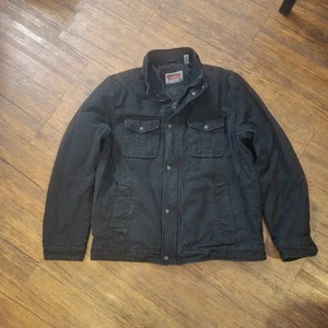 LEVI'S Men's Cotton Canvas Shell Trucker WORK Jacket BLACK Quilted Lining M - Imagen 1 de 13