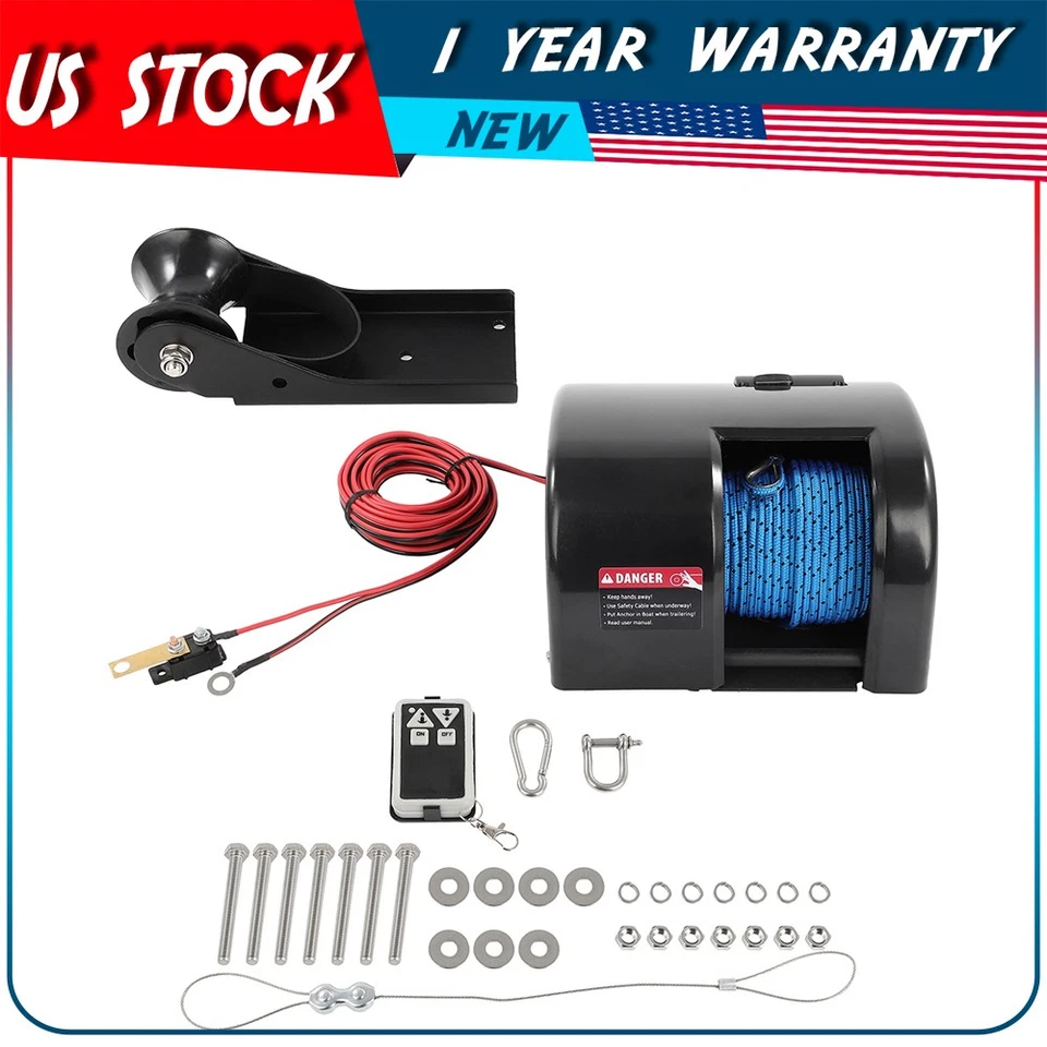 25 LBS Saltwater Boat Electric Anchor Winch With Remote Wireless Control Marine - Image 1 of 4