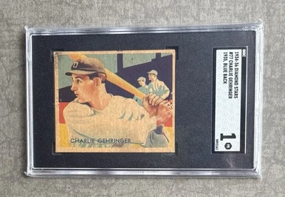 1934-36 DIAMOND STARS #77 CHARLIE GEHRINGER 1935 BLUE BACK UnderGraded SGC 1 HOF - Image 1 of 2
