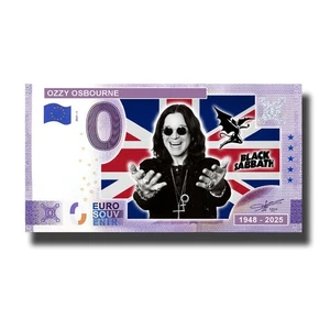 0 Euro Souvenir Banknote Ozzy Osbourne 1948-2025 Custom Colour 2025 - Picture 1 of 2