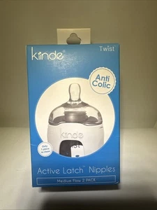 Kinde Twist Active Latch Nipples Anti Colic, Med. Flow 2 Pack NEW Sealed - Picture 1 of 7