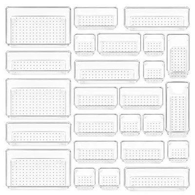 Versátil Juego Organizador de Cajones con 25 Contenedores Transparentes, Perfecto para Maquillaje y Hogar S Foto 1 de 4