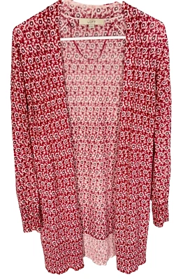 ANN TAYLOR LOFT Cárdigan Plumero Suéter Talla Mediana Rosa Floral Fluido Abierto Foto 1 de 4