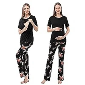 Women Maternity Nursing Pajama Sets Pregnant Sleepwear Breastfeeding PJs Medium - Picture 1 of 5