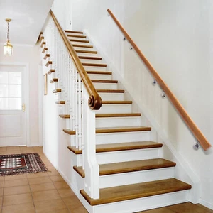 Wood Handrail For Steps Stair Railing Hand Rail Kit Non-Slip Wall Hand Railings - Picture 1 of 11