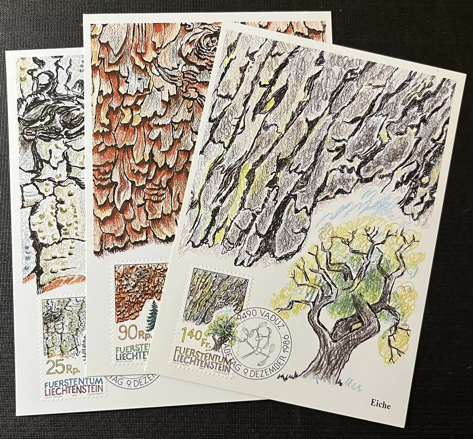 Liechtenstein - 1986 Maximum Set Of 3 Tree Stamp Set - Image 1 of 4