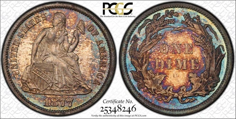 1877 PCGS CAC PR64 Seated Liberty Dime Cover