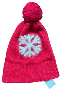 Kids Winter Beanie Hat, Children's Warm Knit Thick Ski Cap Pom Snowflake S M - Picture 1 of 5