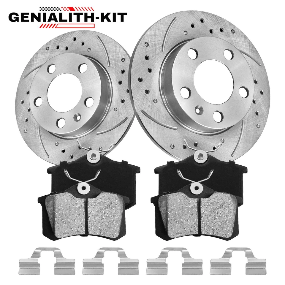 Rear Brake Disc Rotors & Ceramic Pads for Volkswagen Beetle Golf Jetta Audi TT Foto 1 de 4