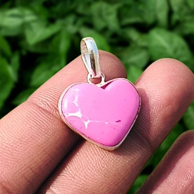 Precioso colgante de corazón de 1 pieza de piedras preciosas de Larimar enchapado en plata de ley 925 joyas Foto 1 de 4