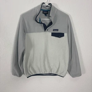 Patagonia Women's Grey Colorblock Snap Button Fleece Pullover Sweatshirt Size Sm - Picture 1 of 6