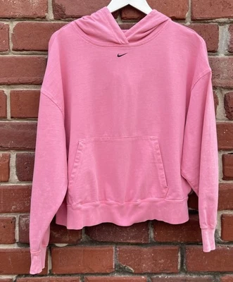 Sudadera con capucha recortada Swoosh para mujer talla mediana logotipo pulóver de gran tamaño rosa Foto 1 de 4