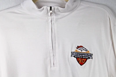 Cortador grande para hombre y Buck Denver Broncos Super Bowl 50 cuartos cremallera blanco Pima Foto 1 de 4