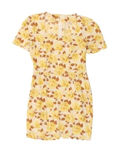 BENETTON Womens Sheath Dress IT 44 Medium Yellow Floral Cotton YM10 - Picture 1 of 4