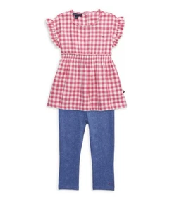 NWT Tommy Hilfiger Little Girls 2-piece Checkered Top and Pants Set Size 5 - Picture 1 of 8