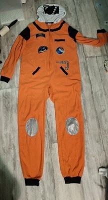 Traje espacial Cat & Jack pijama de una pieza cremallera completa polar con capucha niños XL 16 naranja Foto 1 de 4