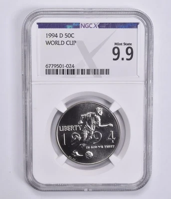 Mint State 9.9 1994-D World Cup Commemorative Half Dollar NGC X NGCX *5477 - Image 1 of 4