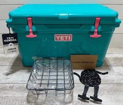 YETI TUNDRA 45 RARO LE CUSTOM 🐠 ¡AZUL ACUÍFERO! 🐠 ¡con kit de cierre YETI ROSA+negro! Foto 1 de 4