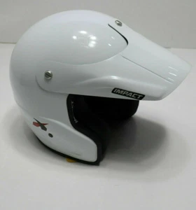 Casco IMPACT Rally X Blanco Brillante SA2010 Visera Cara Abierta Ultra Ligero Pequeño NUEVO - Imagen 1 de 7