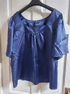 Blusa top blu papaya raso manica corta taglia uk 20 - Foto 1 di 5