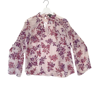 Blusa Express Mujer Grande Cerradura Cuello Volantes Camisa Transparente En Capas Mangas Largas Foto 1 de 4