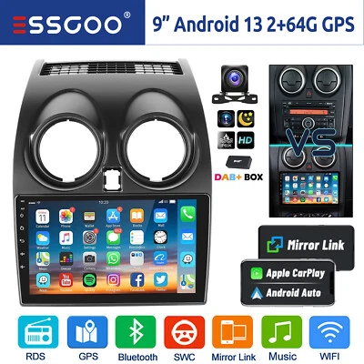 DAB+ Für Nissan Qashqai J10 2007-2015 Android 13 Carplay Autoradio GPS Navi WIFI - Bild 1 von 4