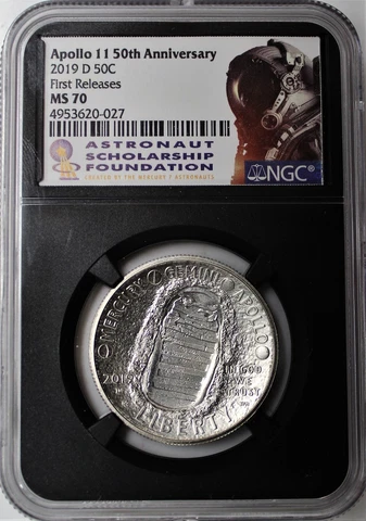 2019 D 50C Apollo 11 50th Anniversary Half Dollar NGC MS70 First Releases Cover