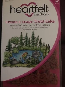 NUEVO - Creaciones sinceras " Crea un 'paisaje lago trucha" pegando estampillas y troquelados - Imagen 1 de 2
