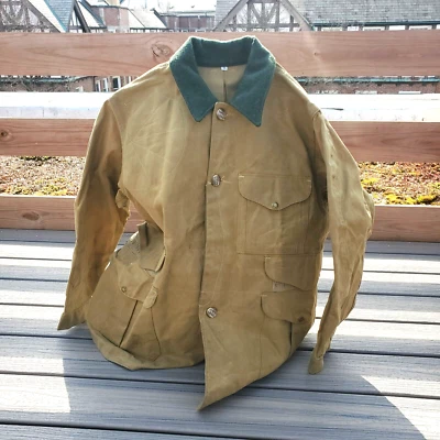 FILSON VTG Mens Size 46 Stand Up Tin Cloth Jacket Upland Hunting Oil Waxed XL - Image 1 of 4