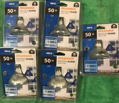 5-Sylvania  Indoor Outdoor Floodlight Bulb 50W Watt 12V Volt MR16 GU 5.3 Base - Image 1 of 4