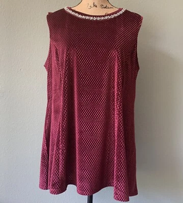 Женский размер L большой без рукавов верхний красное вино со стразами коктейльное Рождество новый с Ярлыками - Изображение 1 из 4