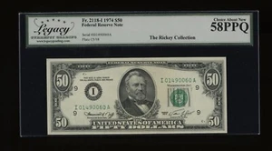 DBR 1974 $50 FRN Minneapolis Fr. 2118-I Legacy 58 PPQ Serial I01490060A - Picture 1 of 2