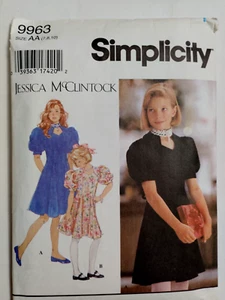 Dress Girls 7 8 10 Simplicity 9963 Sewing Pattern McClintock Sax Party Event Cut - Picture 1 of 8
