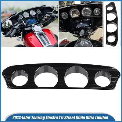 Tri-Line Gauge Panel Trim Cover Fit For Harley Electra Glide Ultra Limited 14-23 Foto 1 de 4