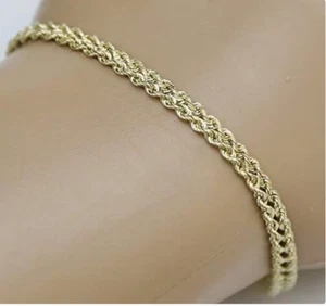 14k Yellow Gold 8" Two Strand Multi Line Rope Chain Bracelet 5 MM 8.5 grams - Picture 1 of 12