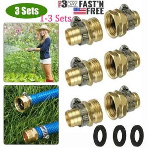 3/4" 5/8 Garden Brass Mender End Repair Kit Hose Connector Male Female Diameter - Picture 1 of 17