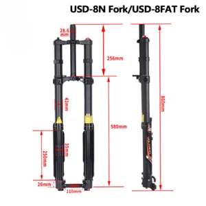 Double Shoulder MTB Front Fork Snowy Bike Beach Bike Oil Spring Disc Brake Fork - Picture 1 of 22