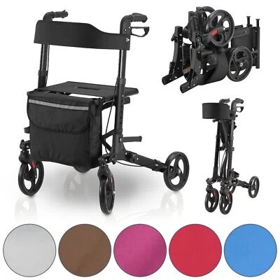 Rollator Gehhilfe Laufhilfe Gehwagen Aluminium faltbar Sitzfläche Tasche Juskys® - Bild 1 von 4