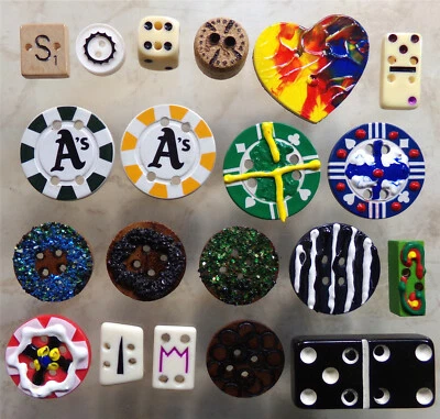 UNIQUE LARGE CRAFT BUTTONS: Handmade 20x Artist Set Mixed Media Colorful LOT #10 - Image 1 of 4