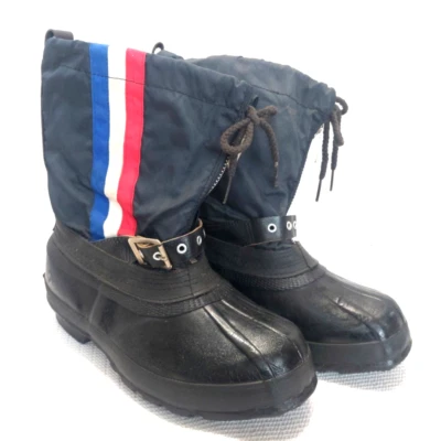 YORKER Snowmobile Boots Korea Steel Shank Size 5 Felt Lined Red White Blue Vtg - Imagem 1 de 4