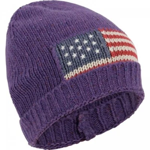 Ralph Lauren Purple Wool Flag Knit Beanie Hat Youth 7-16 Years Boys Girls BNWT - Picture 1 of 10