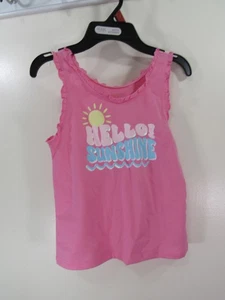 New 365 Kids Mini Ruffle Tank Size 7 Pink HELLO SUNSHINE - Picture 1 of 7