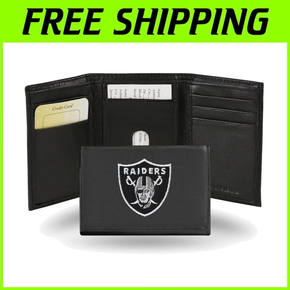 Oakland Raiders Leather Wallet, Black - Image 1 of 4