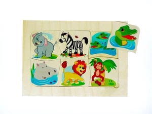 Gioco IN Legno Puzzle Animali Giungla Chi È Mamma ? Bxlxh 205x5x145mm Nuovo - Foto 1 di 1